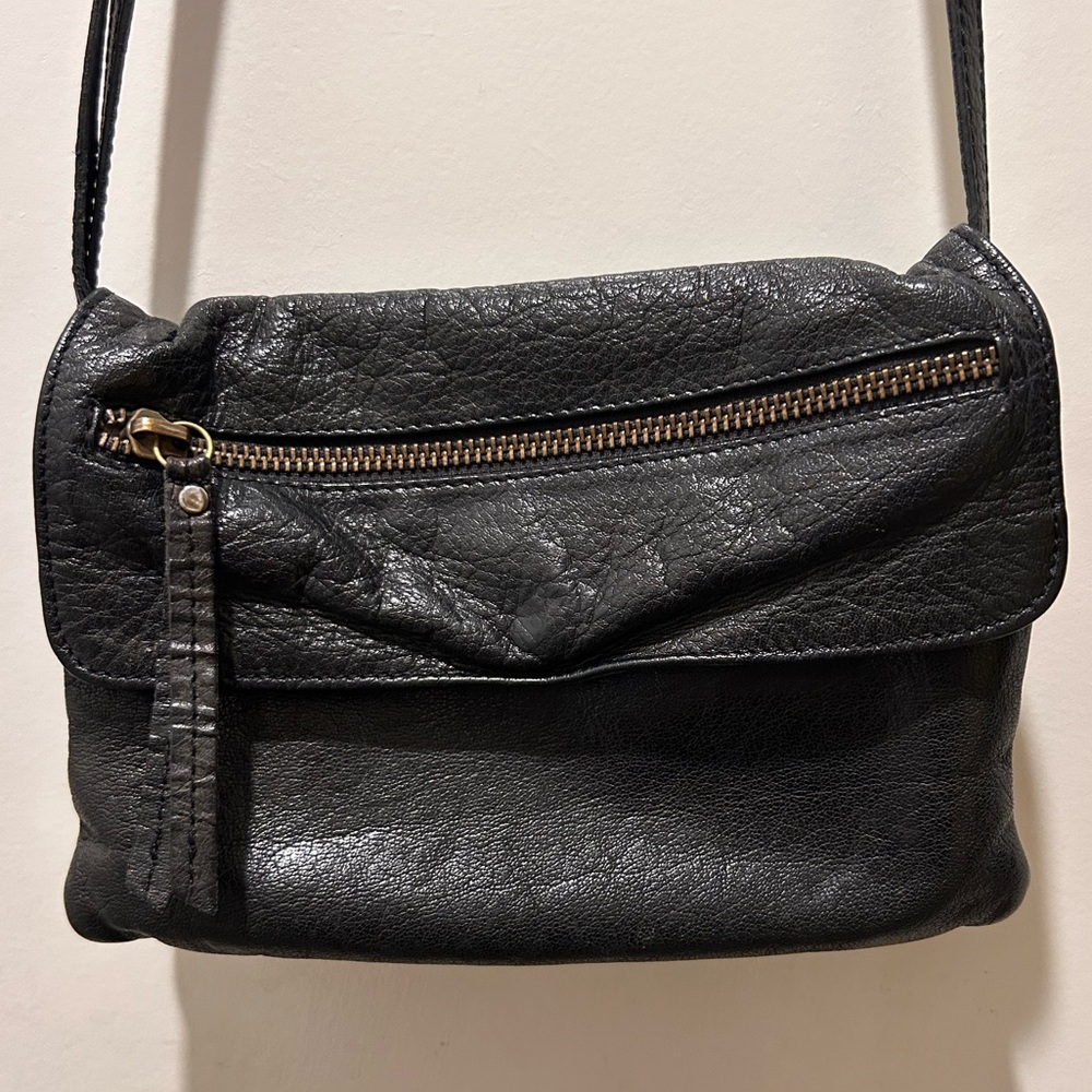 Vintage Day & Mood Small Black Leather Crossbody Bag